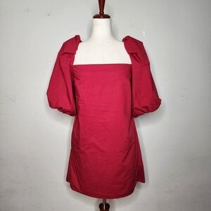 Anthropologie + Mare Mare Red Puff Sleeve Mini Dress Size Medium